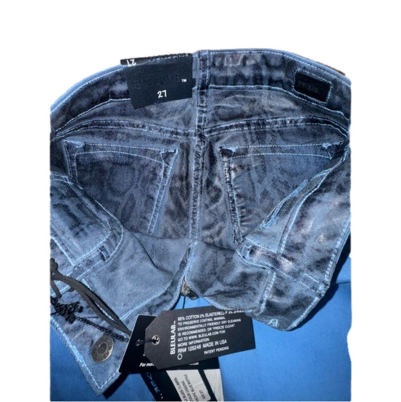 Bleulab Reversible Detour Leggings Blue Reptile Snake Print Coated Jeans 27 NWT - Picture 7 of 10